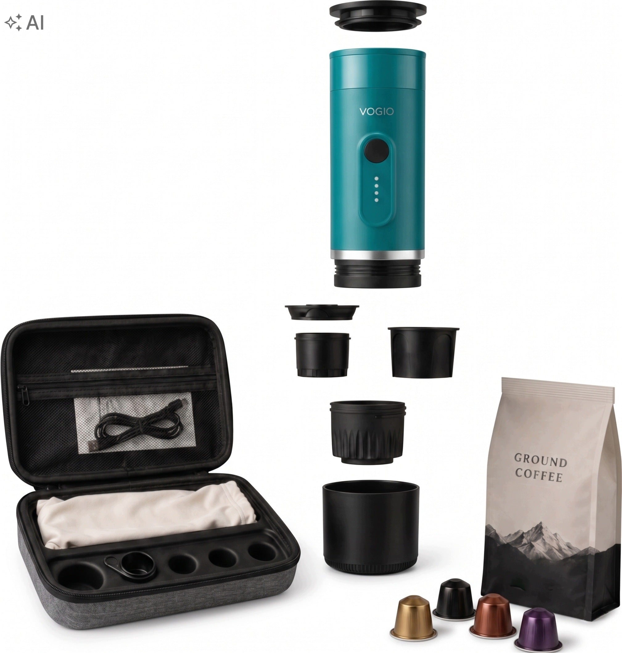 VOGIO ToGo K2 PLUS | Marine | Mobile 2-in-1 Coffee Maker Packaging status original