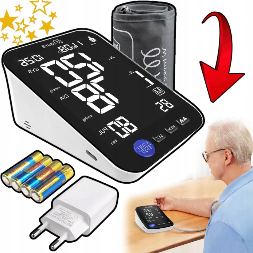 VOICE BLOOD PRESSURE MONITOR ARRHYTHMIA USB-C LCD MEDICAL LARGE DISPLAY