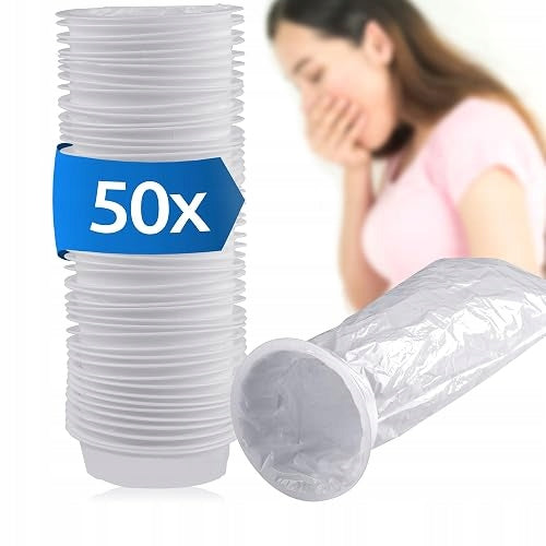 VOMITING BAGS WITH RING 50 PCS. FOR TRAVEL AIRCRAFT CAR