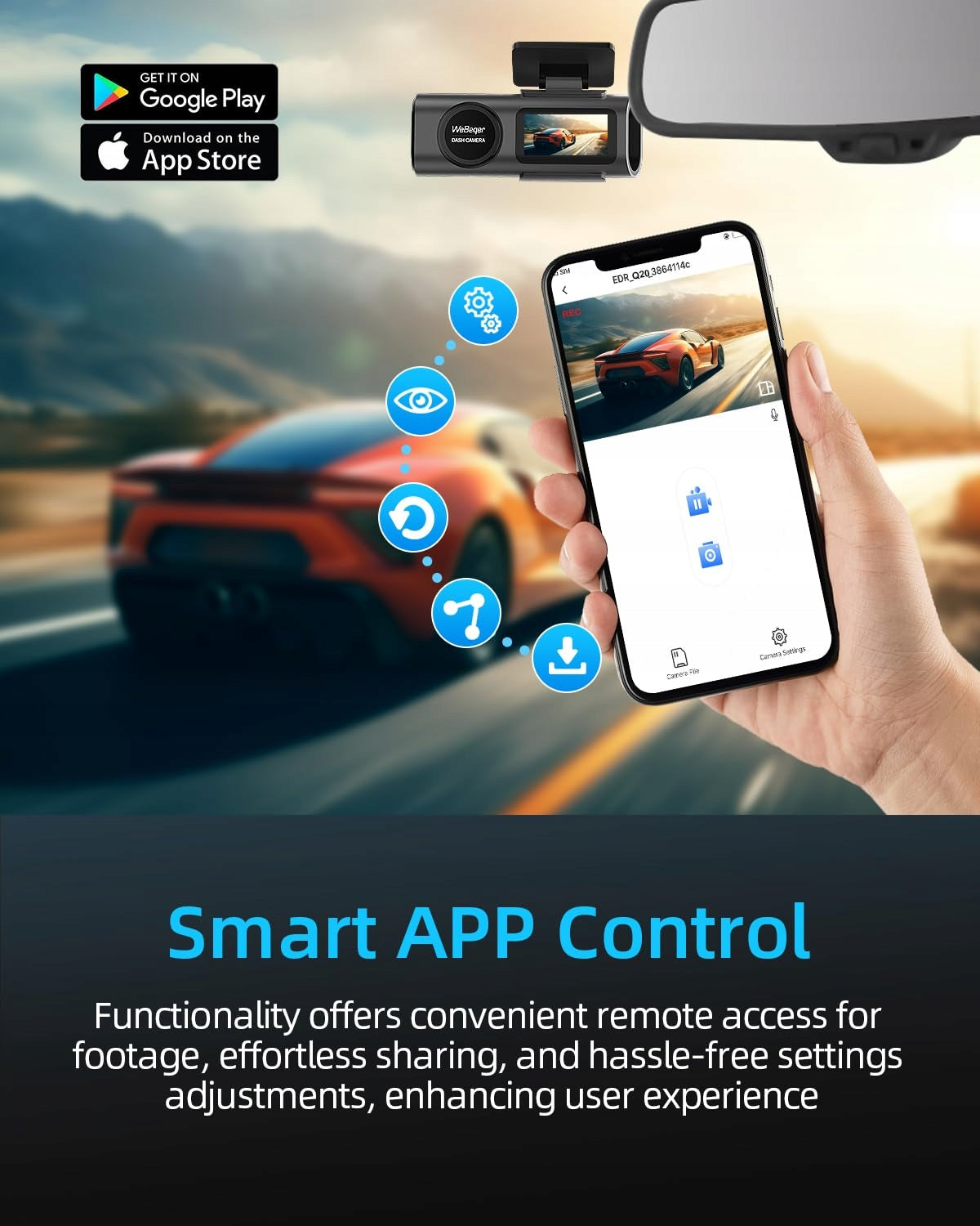 VORNE HINTEN 4K Car Camera 1080P WiFi 64GB SD Card WDR G Sensor Packaging status original