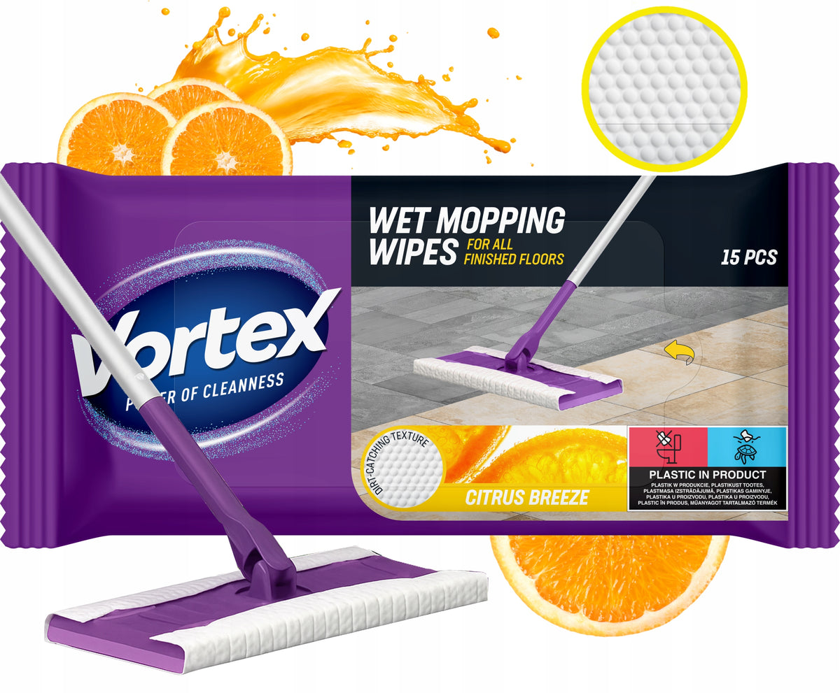 VORTEX WET CLOTHS CITRUS BREEZE REPLACEMENT FOR MOP CARTRIDGES 15 pcs. EAN (GTIN) 5906142967827