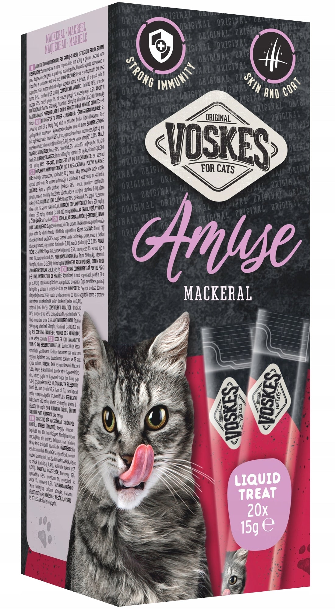 VOSKES CAT LIQUID CAT TREAT WITH MACKEREL 20x15g