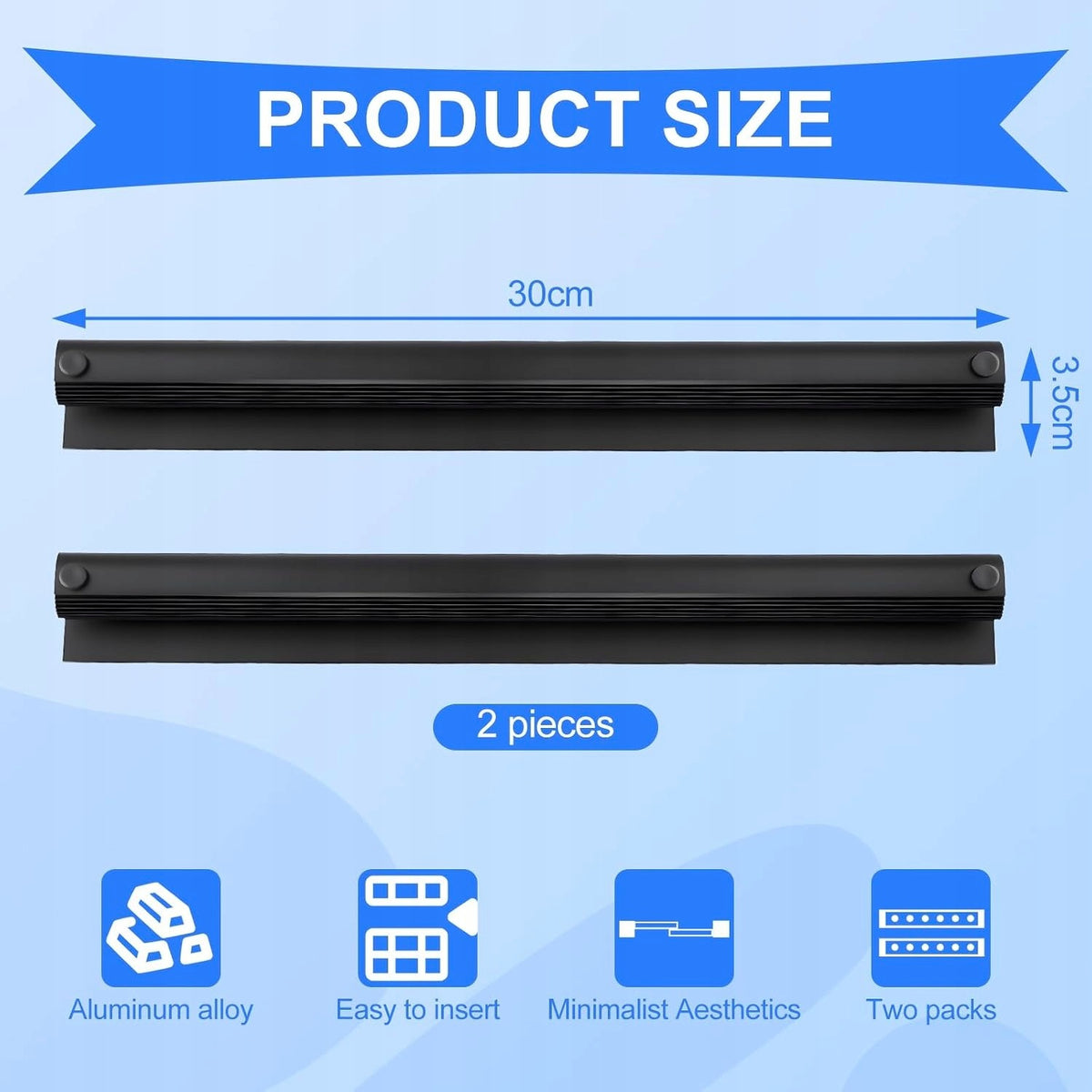 VOUCHER HOLDER VOUCHER STRIP 2PCS 30CM ALUMINUM WITHOUT DRILLING BLACK Brand Egom