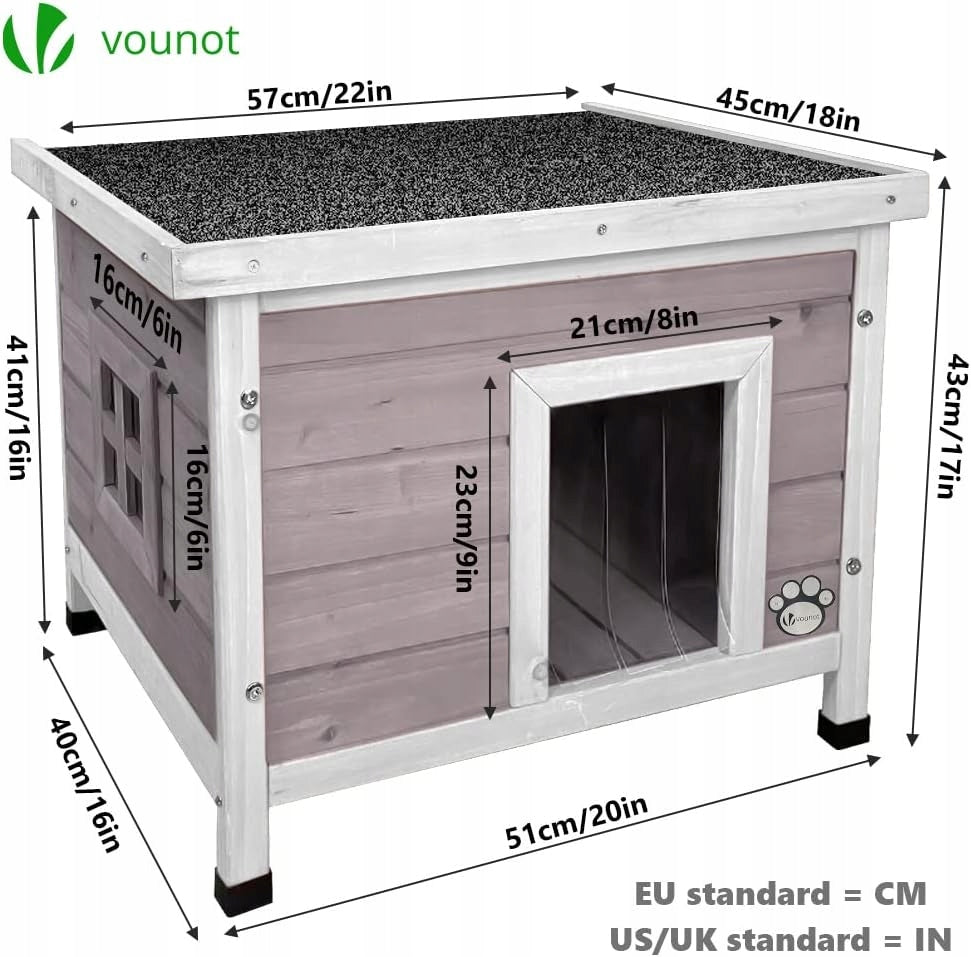 VOUNOT - WOODEN CAT HOUSE - 57 X 45 X 43 CM, GREY Manufacturer code 6873678250007