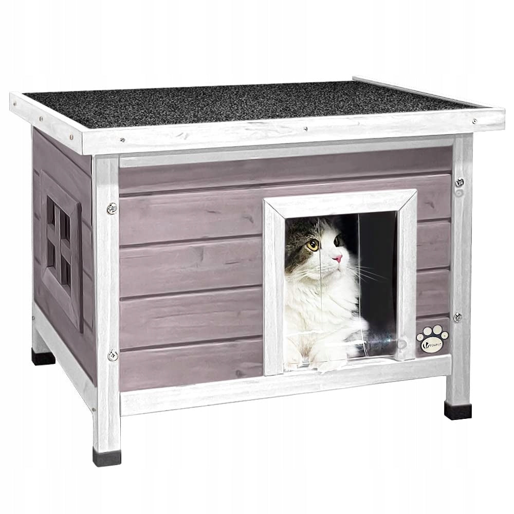 VOUNOT - WOODEN CAT HOUSE - 57 X 45 X 43 CM, GREY