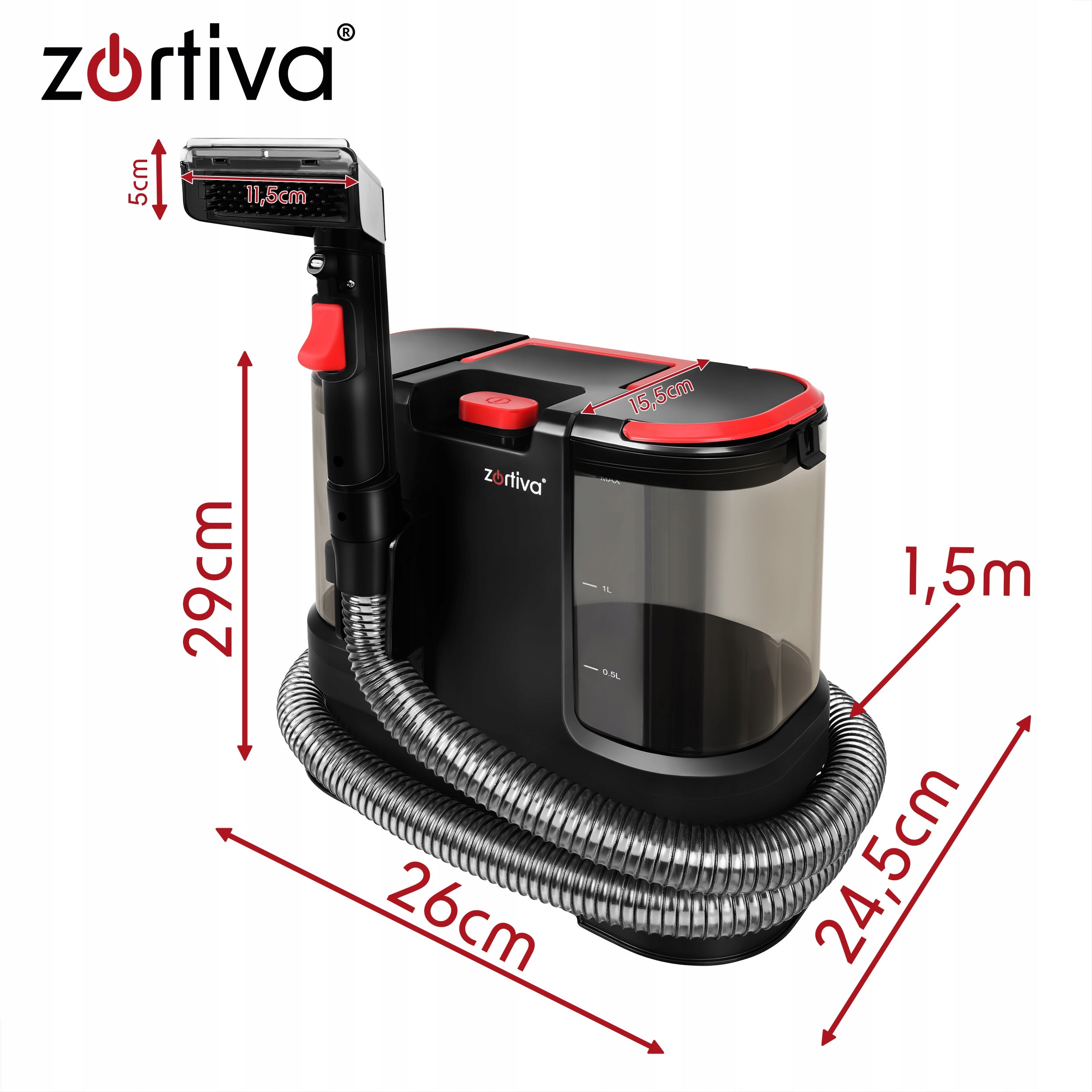 VacTrim 800W 17000 Pa Washing Vacuum Cleaner for Carpet and Hair Upholstery Dominant color black