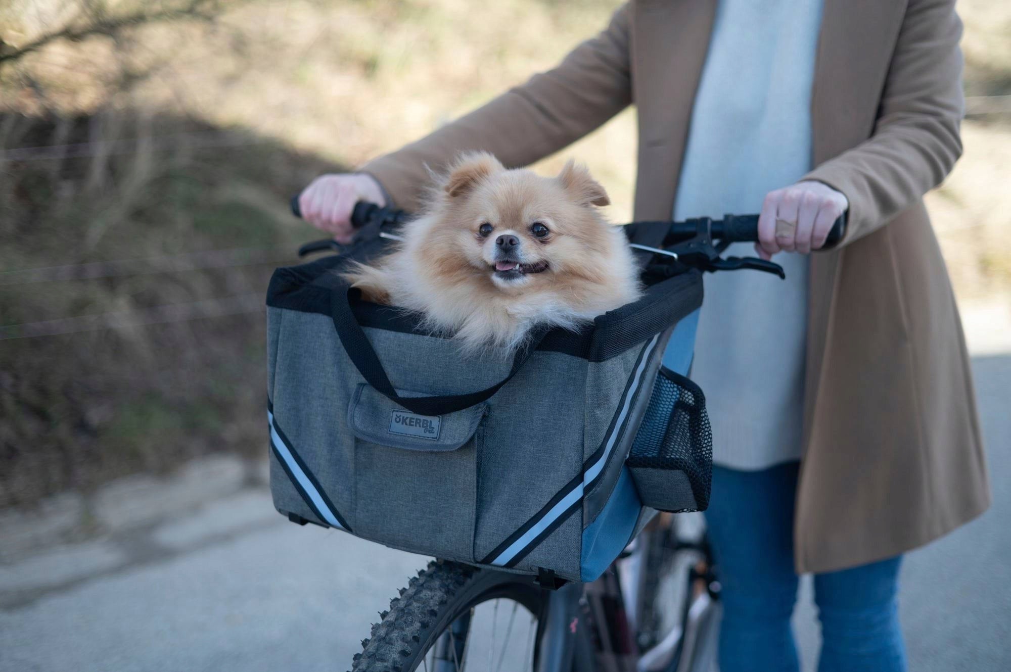 Vacation Dog Bike Bag, 38 x 25 x 25 cm, Grey/Blue, Kerbl