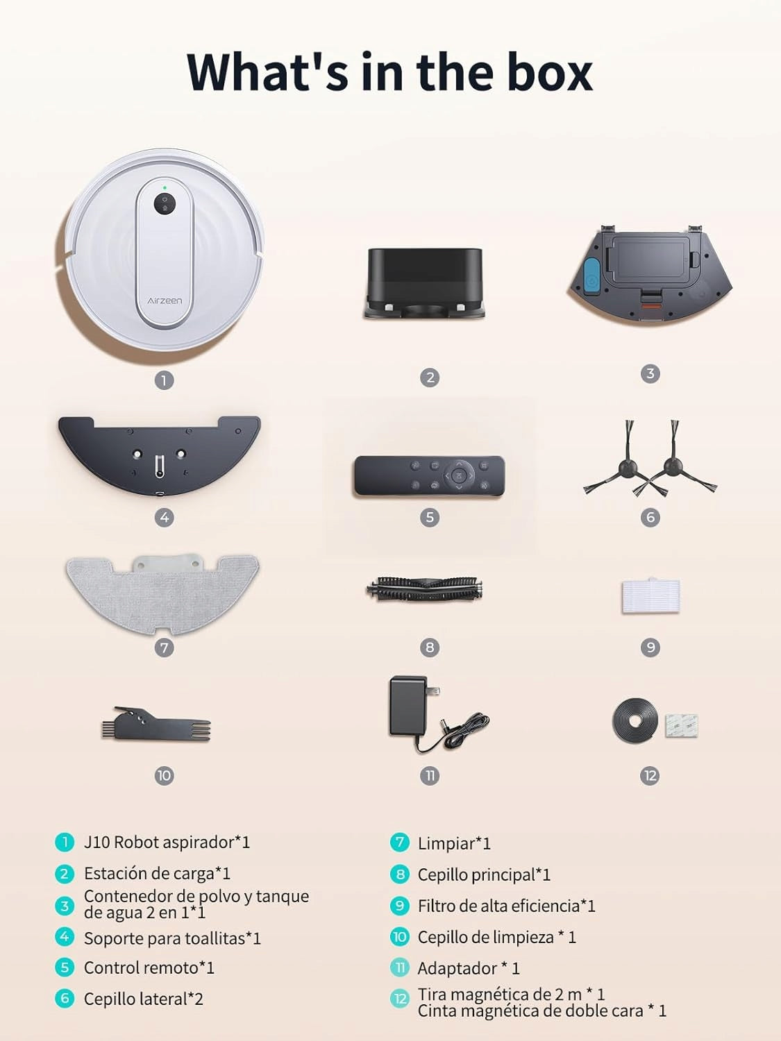 Vacuum Cleaner Robot Cleaning Airzeen J10 Mopping Vacuum Cleaner with WiFi Mop Manufacturer code AZ-CRV0090-ES