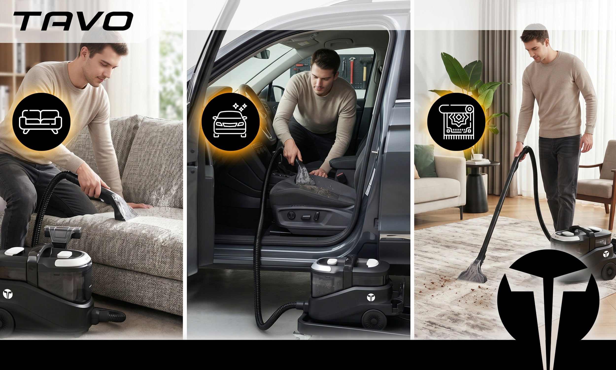 Vacuum Cleaner Washing Steam Cleaner 2400W For Carpet Upholstery Cleaner Heating Dominant color black