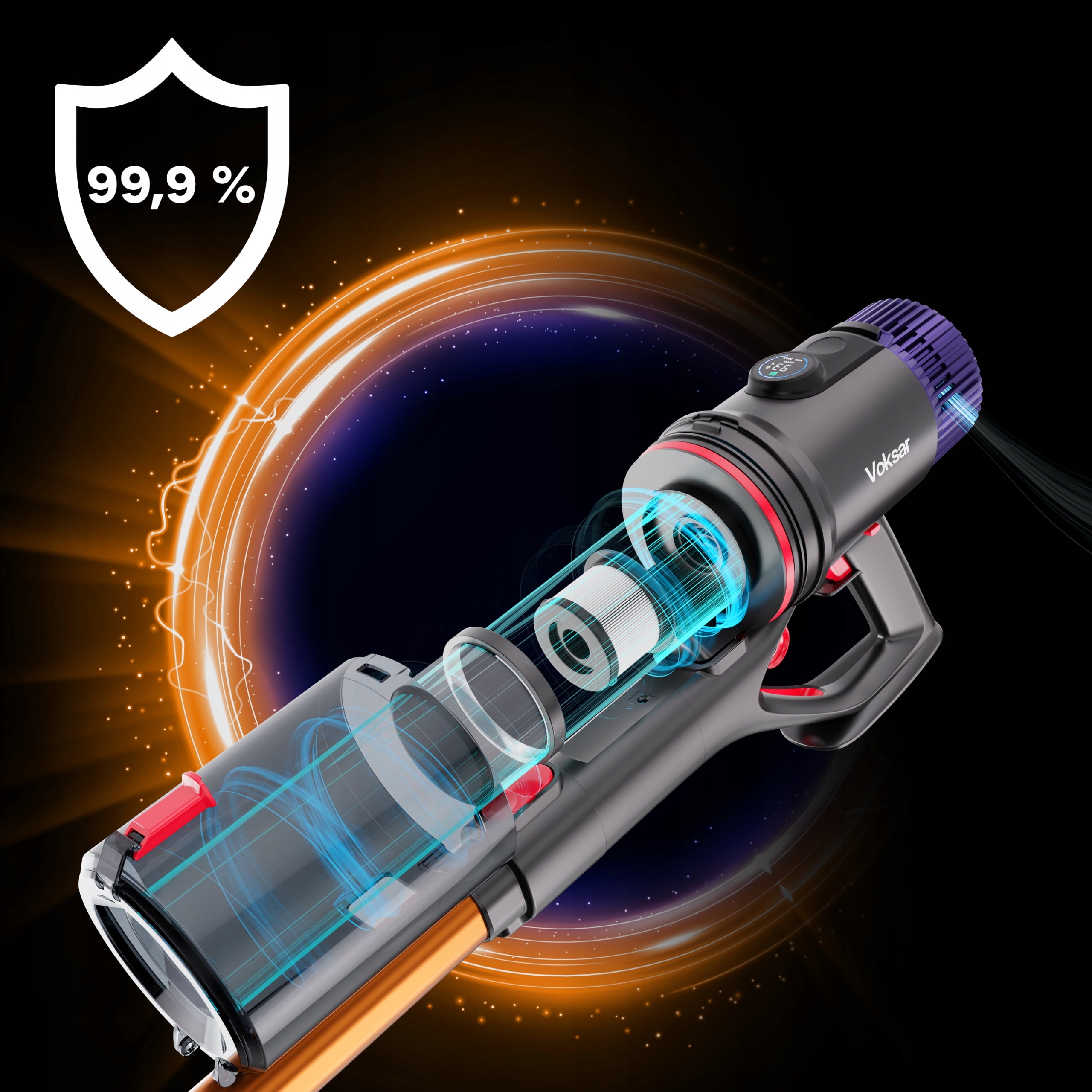 Vacuum Cleaner Wireless Vertical Handheld VOKSAR V11 5in1 LED 600W POWERFUL HEPA Dust container volume 1 l