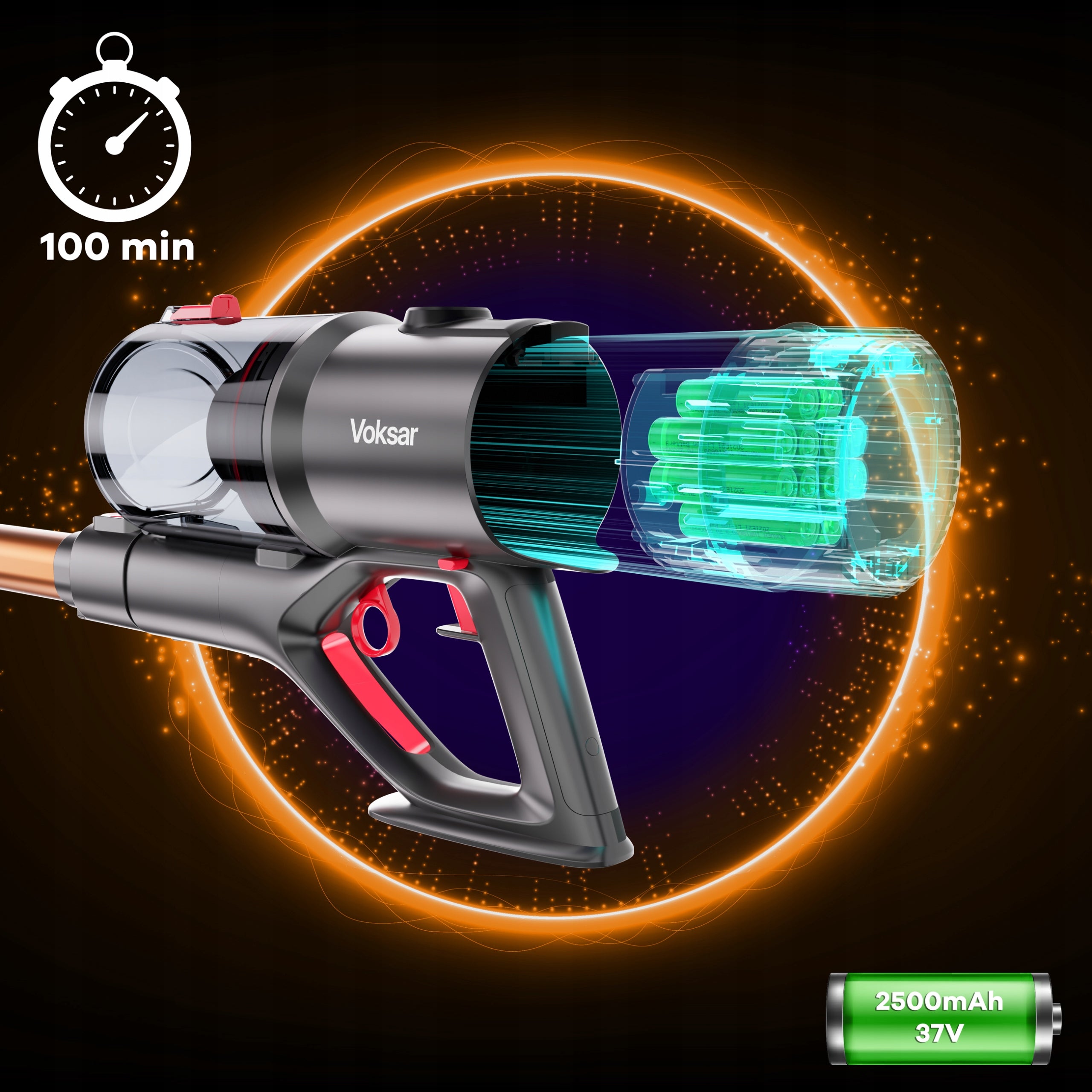Vacuum Cleaner Wireless Vertical Handheld VOKSAR V11 5in1 LED 600W POWERFUL HEPA Power supply rechargeable battery