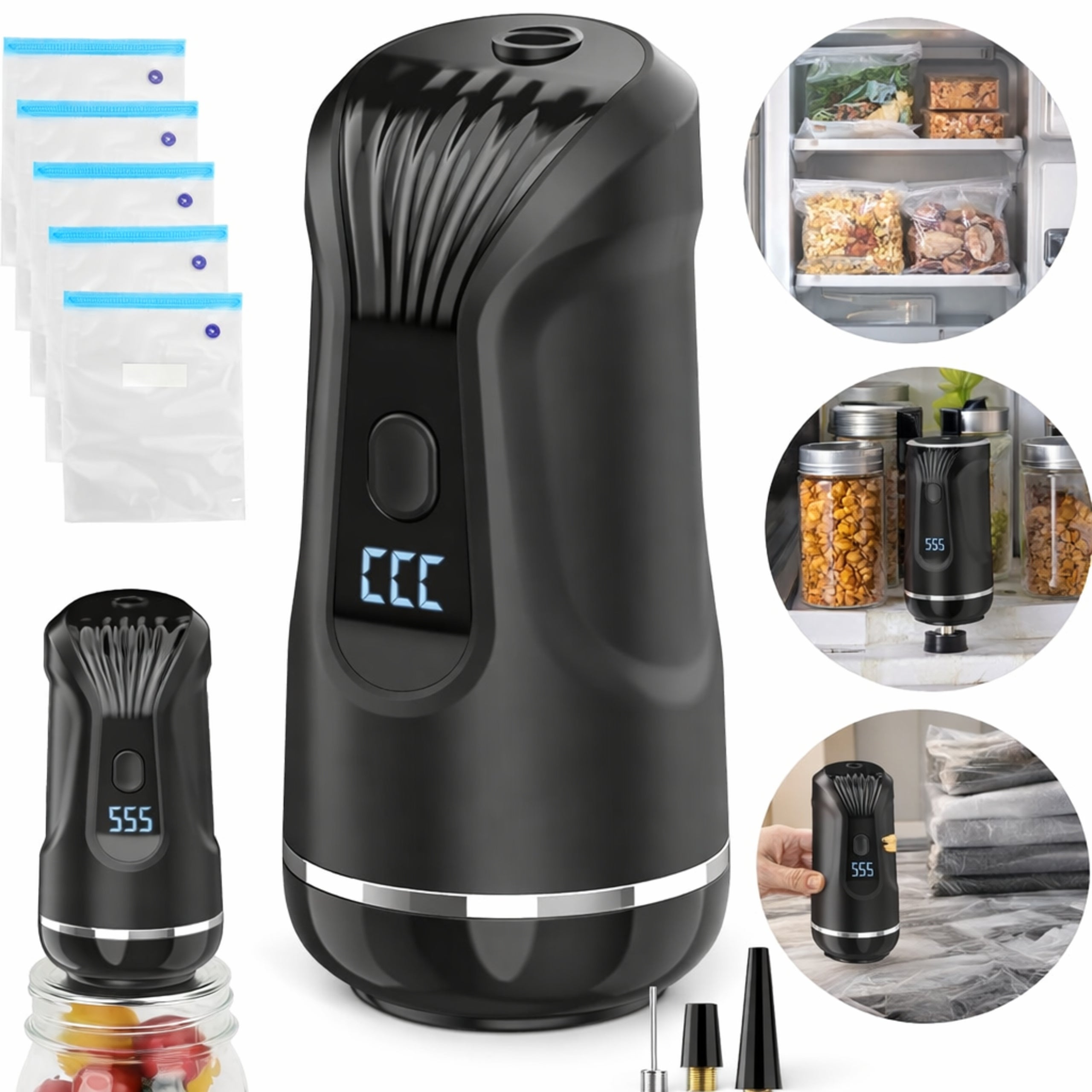 Vacuum Packaging Device Jars Bags Set of 15pcs Kitchen