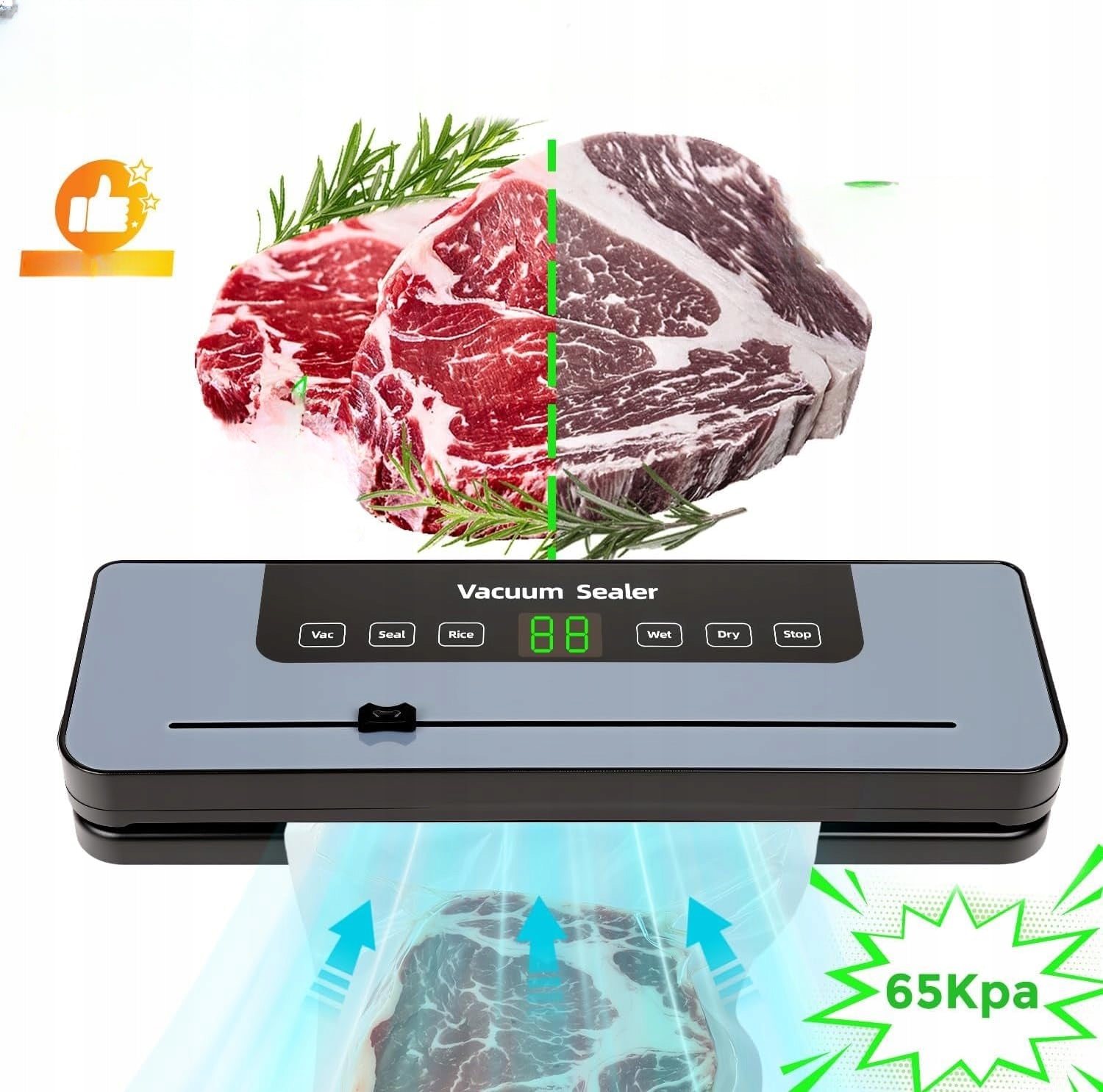 Vacuum Packing Machine Foil Welding Machine 120W 65kPa 50 Bags LED Timer Knife Brand no brand