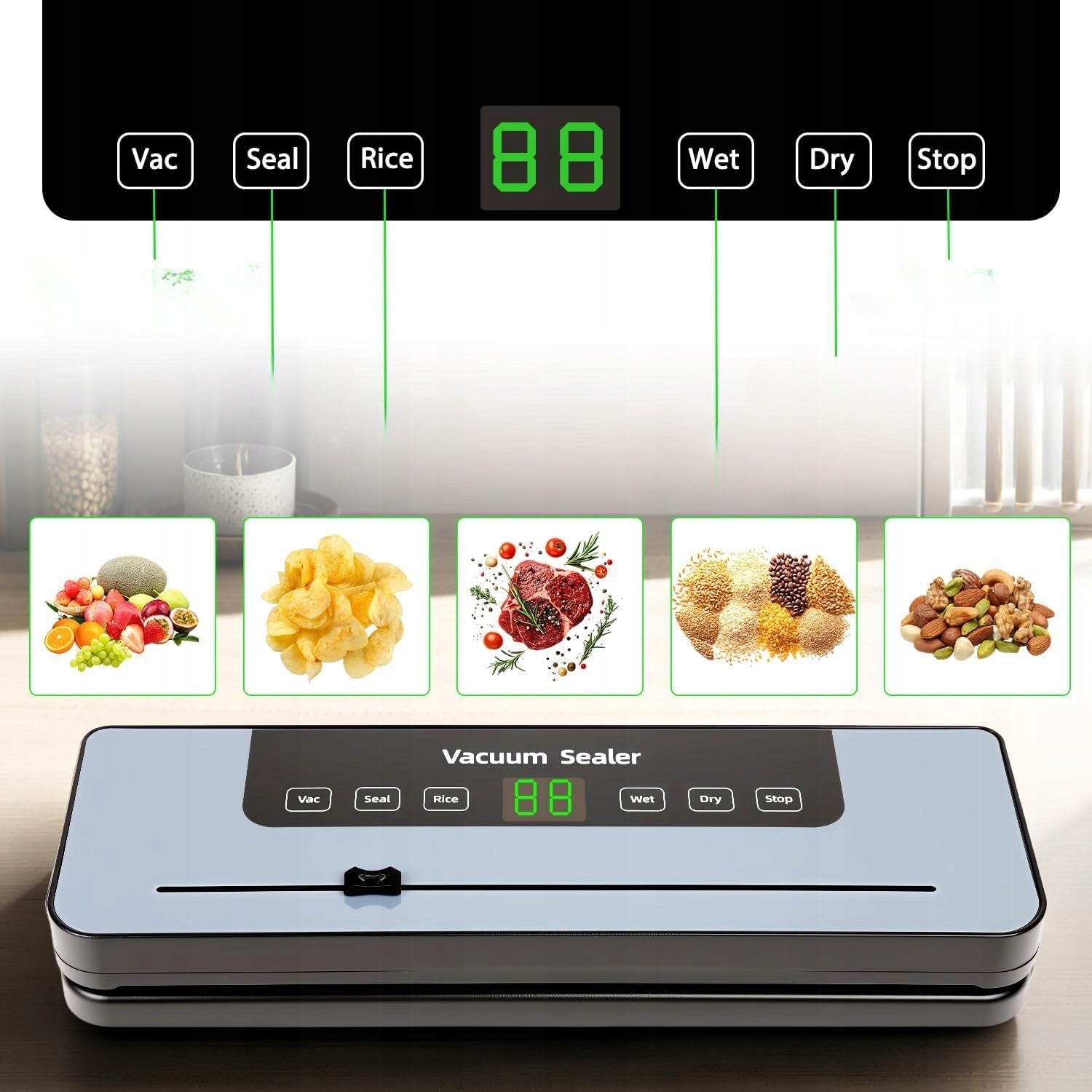 Vacuum Packing Machine Foil Welding Machine 120W 65kPa 50 Bags LED Timer Knife Manufacturer code pakowarka próżniowa zgrzewarka folii 120W