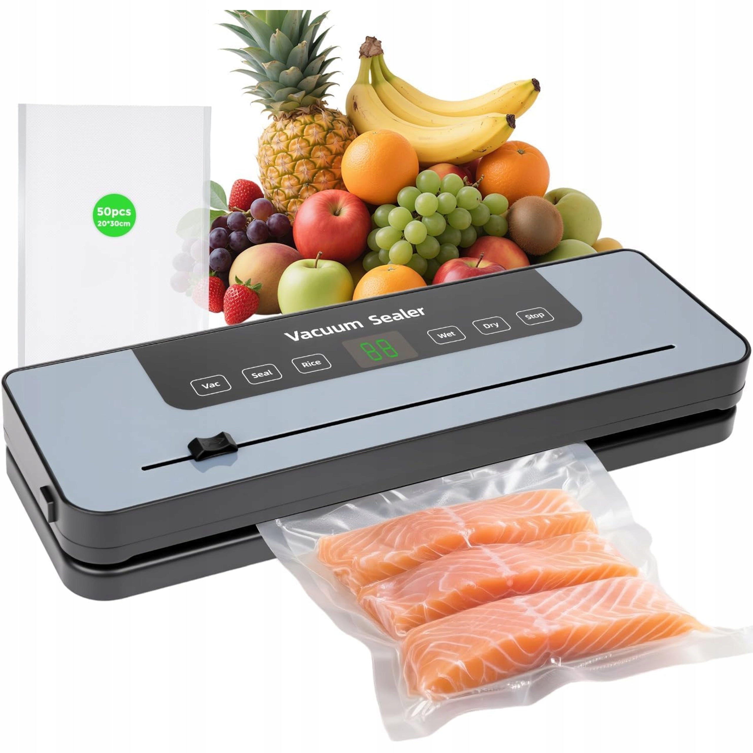 Vacuum Packing Machine Foil Welding Machine 120W 65kPa 50 Bags LED Timer Knife