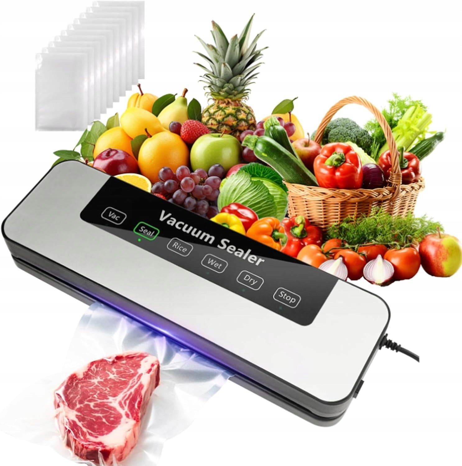 Vacuum Welding Machine Automatic Food Packaging Machine + 30 Rolls Bags
