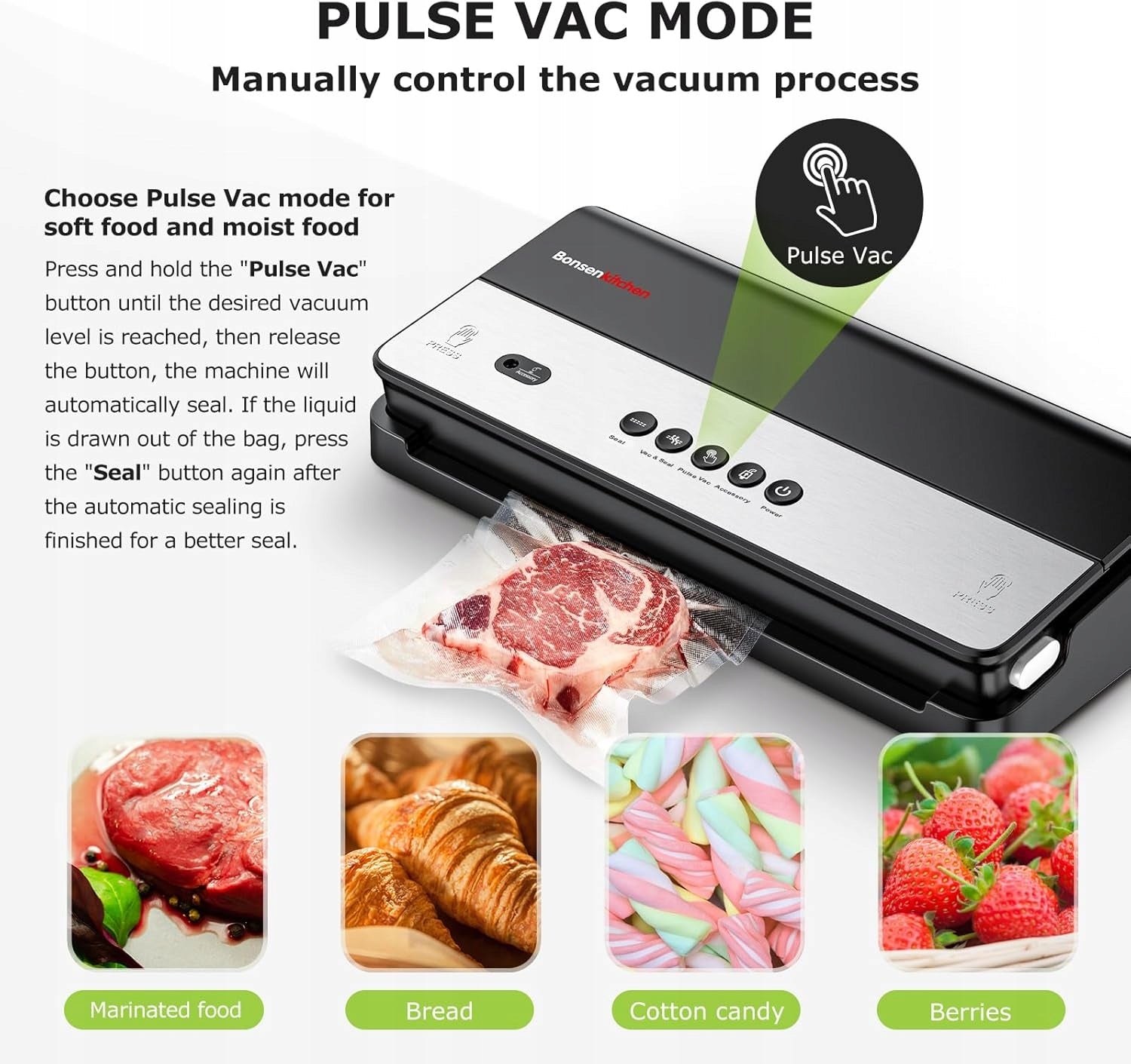 Vacuum Welding Machine VS3802 Food Packaging Machine Set Bonsenkitchen Brand Bonsenkitchen