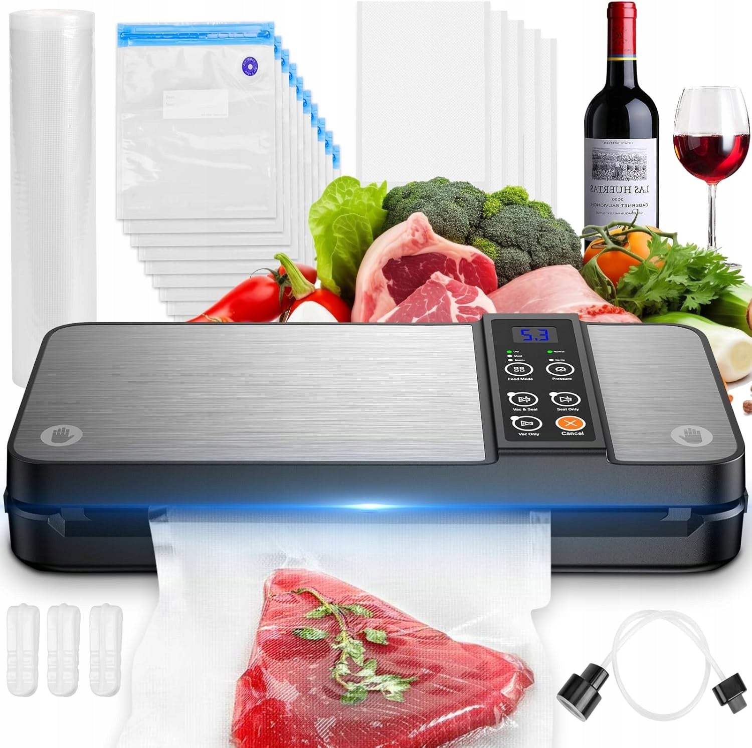 Vacuum Welding Machine for Food 80kPa Packing Machine Timer Knife Dry Wet