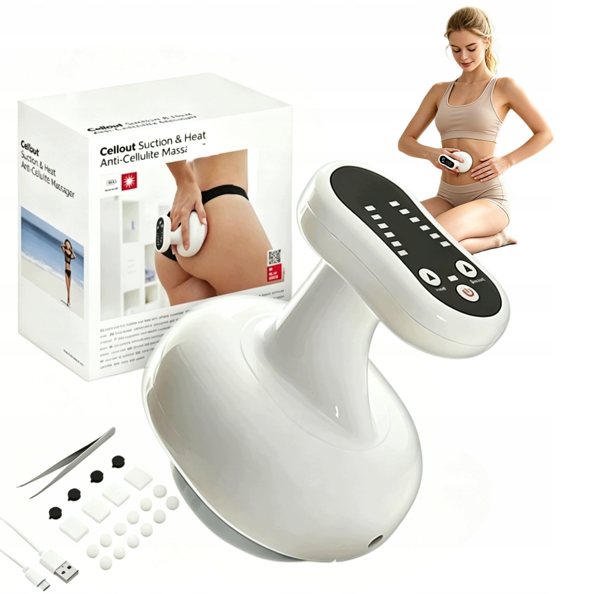 Vacuum massager for body with heating function 15 W white