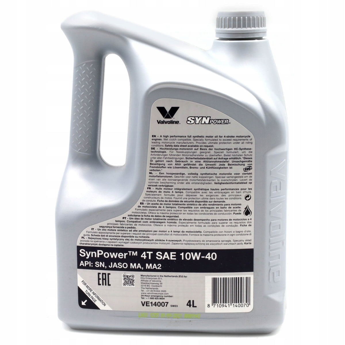 Valvoline Synpower 4T 10W40 4L Manufacturer code GMOTO-98781