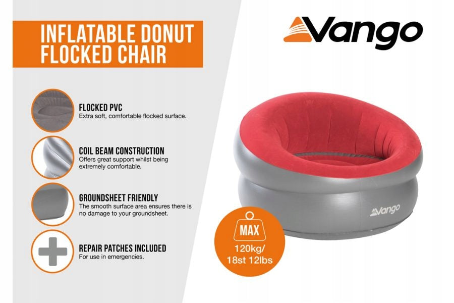 Vango Inflatable Donut Flocked Chair Color red