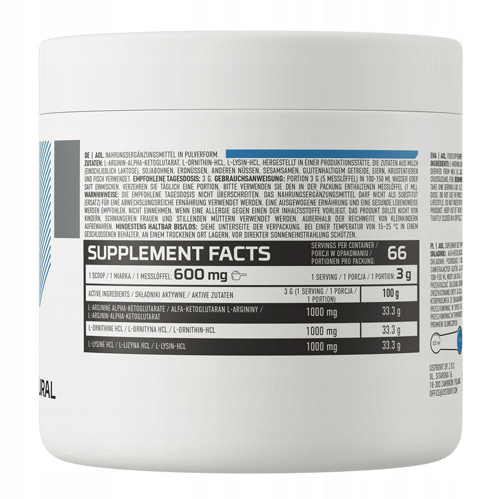 Vegan Amino Acid Complex OstroVit AOL 200 g Natural Packaging status original