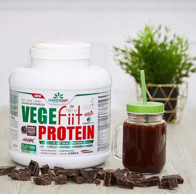 Vegan vegetable protein 2kg Amix peas soybean rice natural composition CHOCOLATE Packaging status original