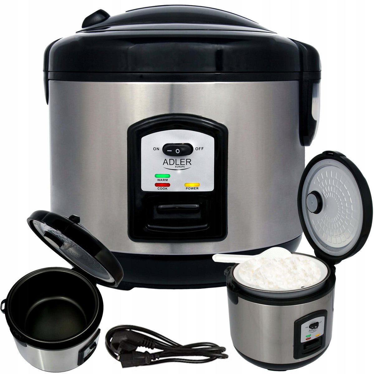 Vegetable Rice Cooking Pot Electric RICE COOKER 1,5L 2 Programs Steamer Brand ADLER