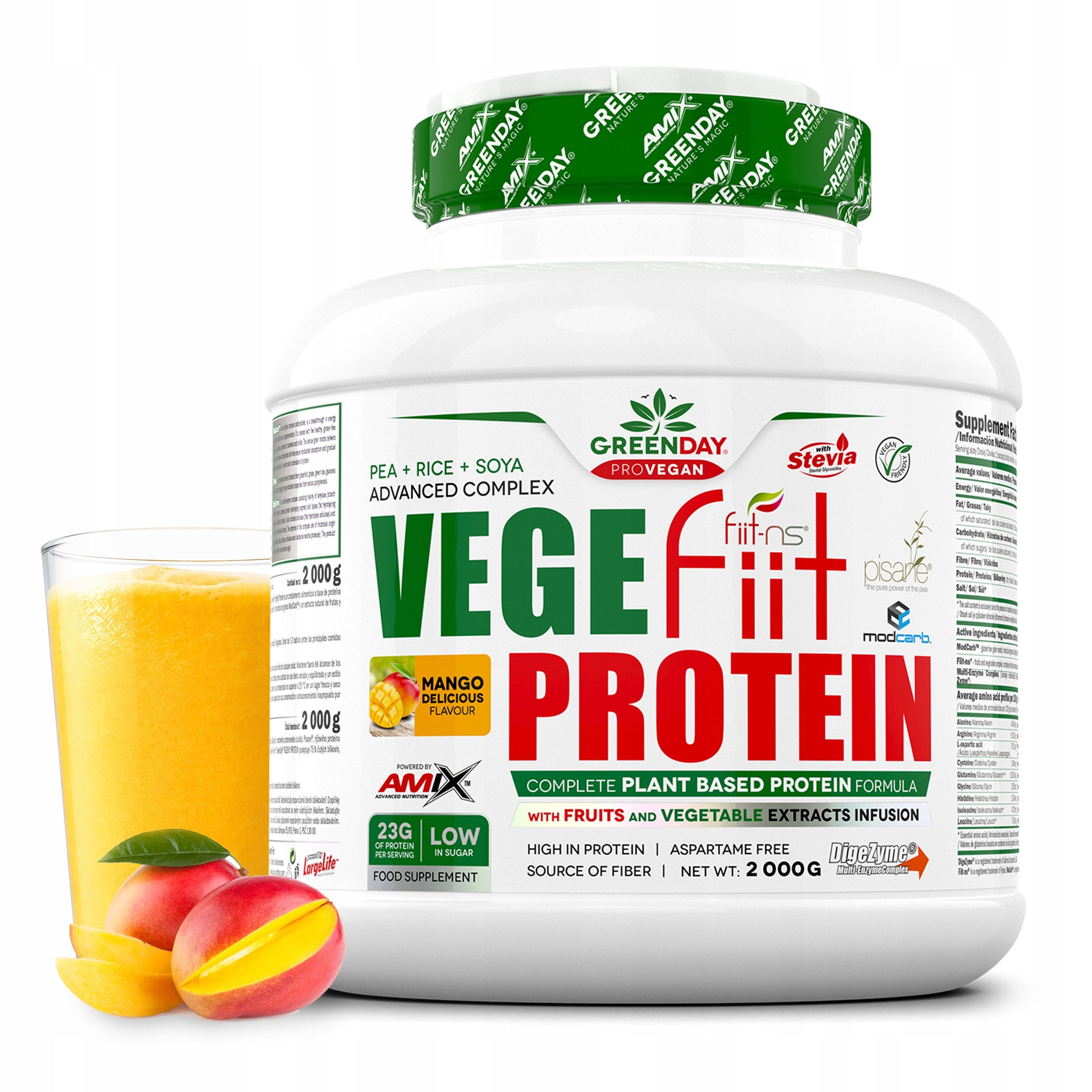 Vegetable protein vegan nutrient pea rice soybean 2kg mango without lactose