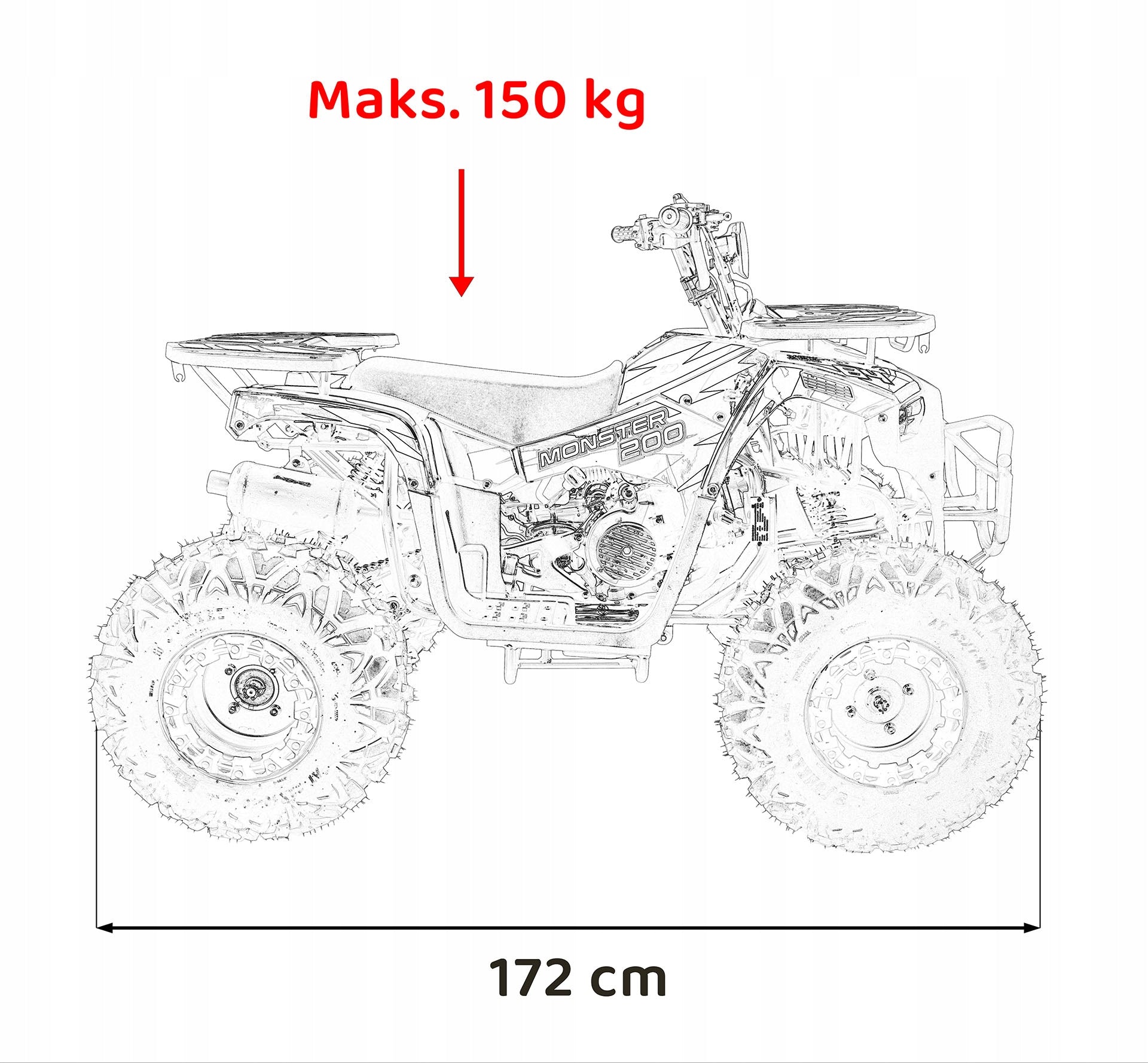 Vehicle Quad Combustion 200CC MONSTER Black Color black