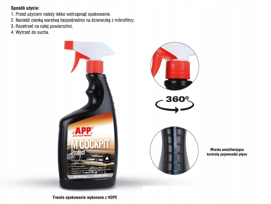 Vehicle interior plastic care product 650ml | APP M Cockpit Manufacturer's catalog number 220083