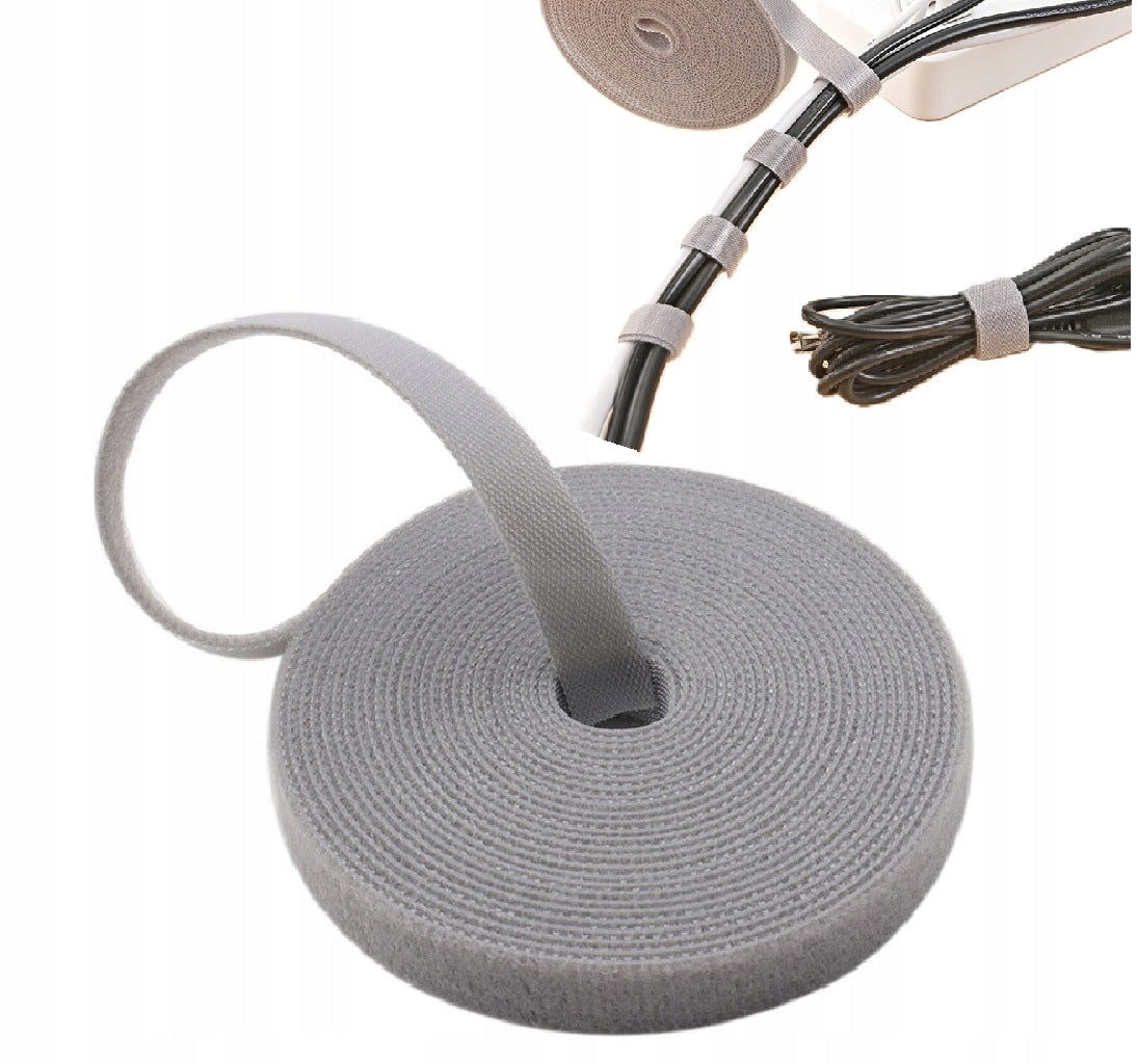 Velcro Tape 1,2 cm x 5 m Strong Band for Cables, Home and Garden GREY Packaging status original
