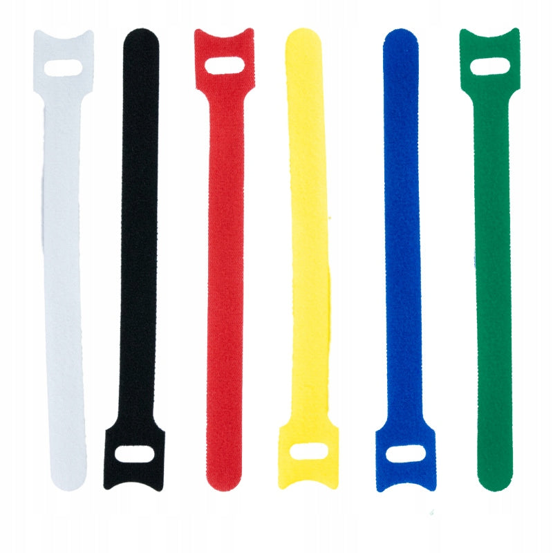 Velcro clamps for cable organization 6pcs 12 x 150 mm mix of colours