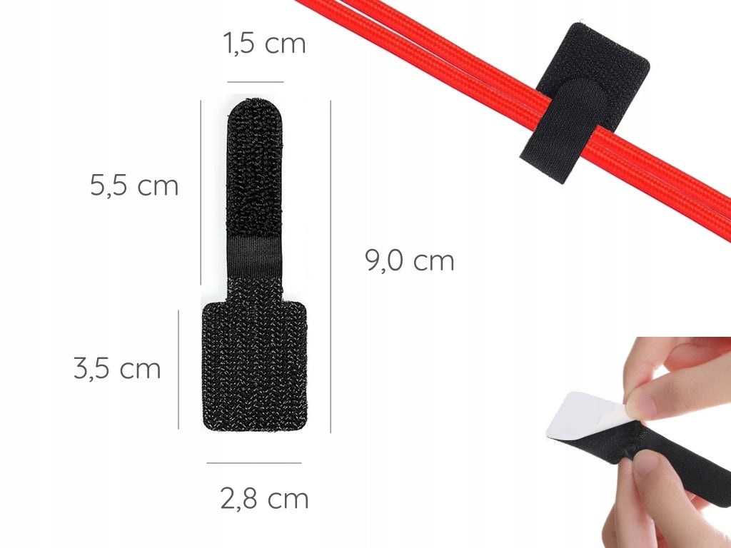 Velcro for cable wires SELF-ADHESIVE 35/28x90 black 4 pieces Packaging status original