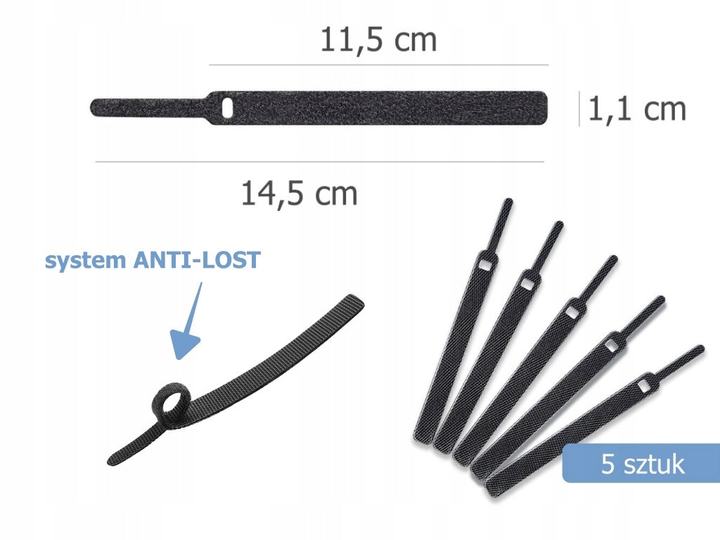 Velcro for wires system ANTI-LOST cable connection black 5 pieces 11 cm Brand no brand