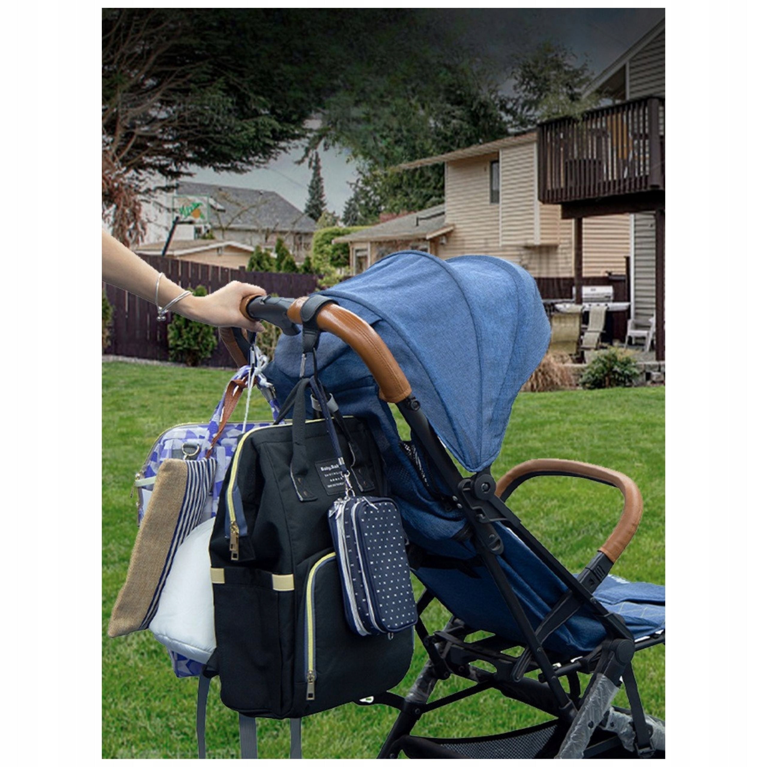 Velcro handles for hanging backpack bag for baby stroller carabiners Brand no brand