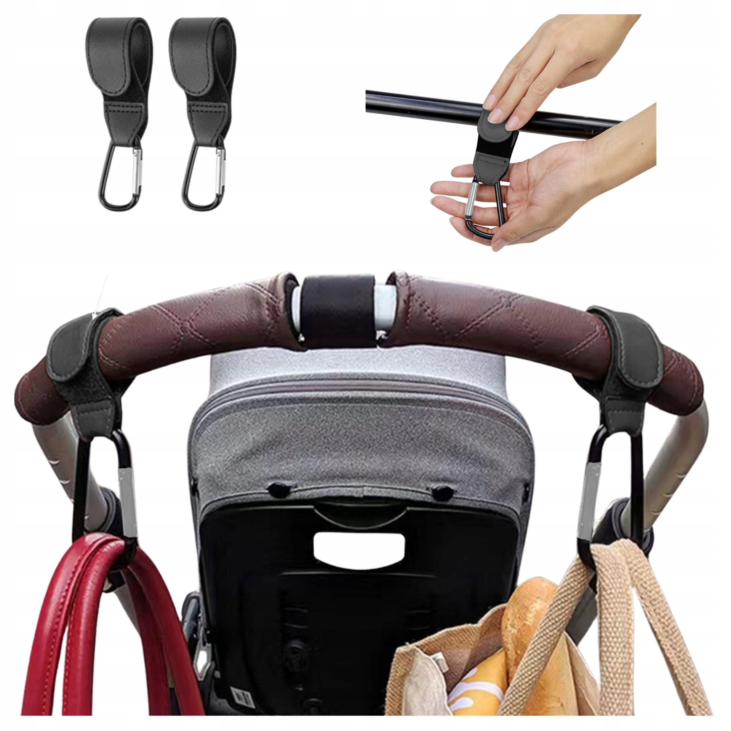 Velcro handles for hanging backpack bag for baby stroller carabiners