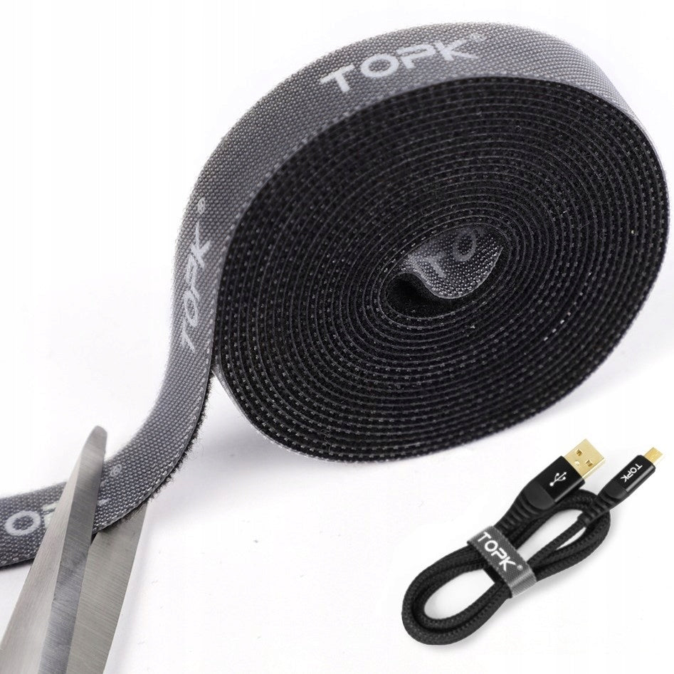 Velcro tape cable organizer band 1M TOPK J01 black Brand TOPK