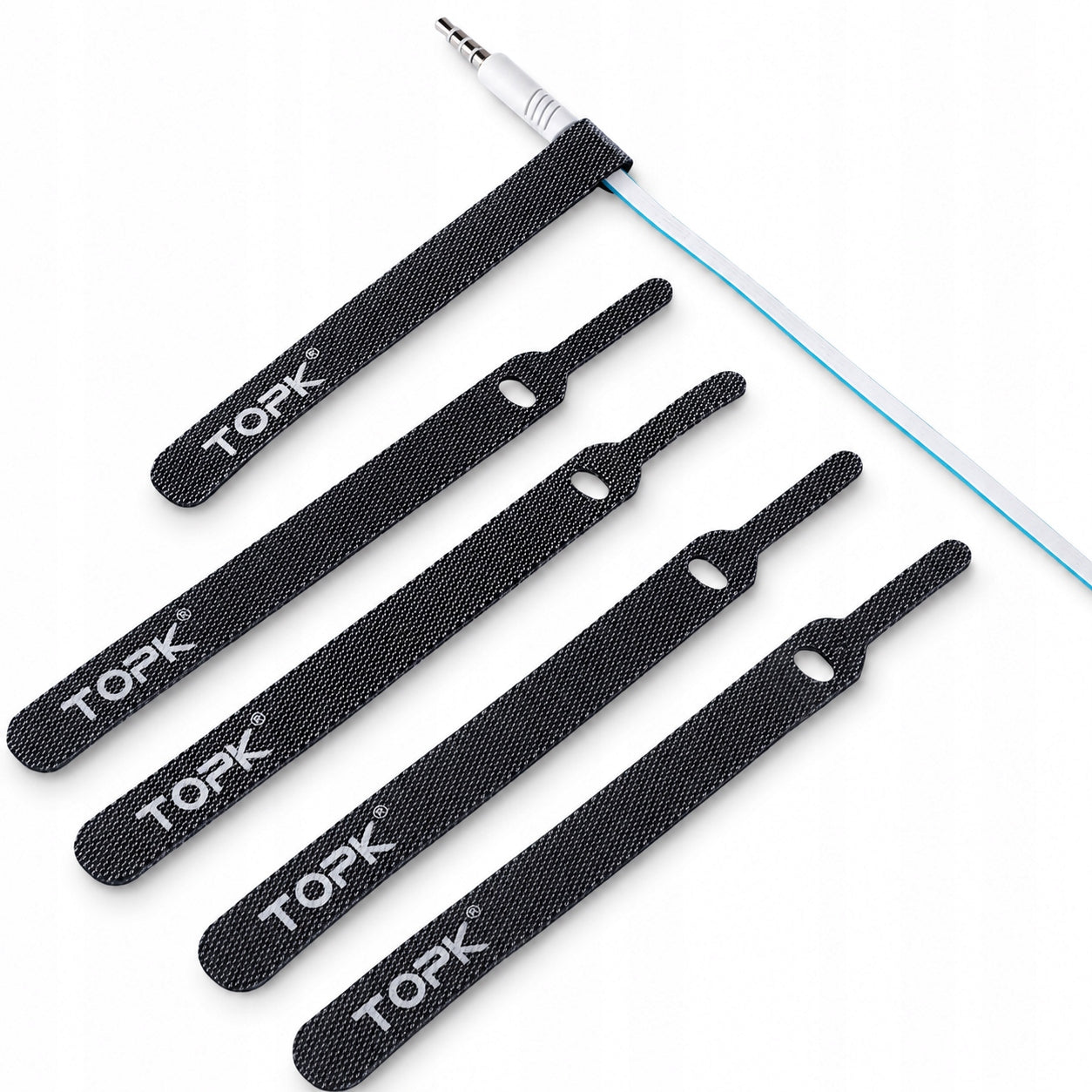 Velcro tape cable organizer band TOPK black set of 5