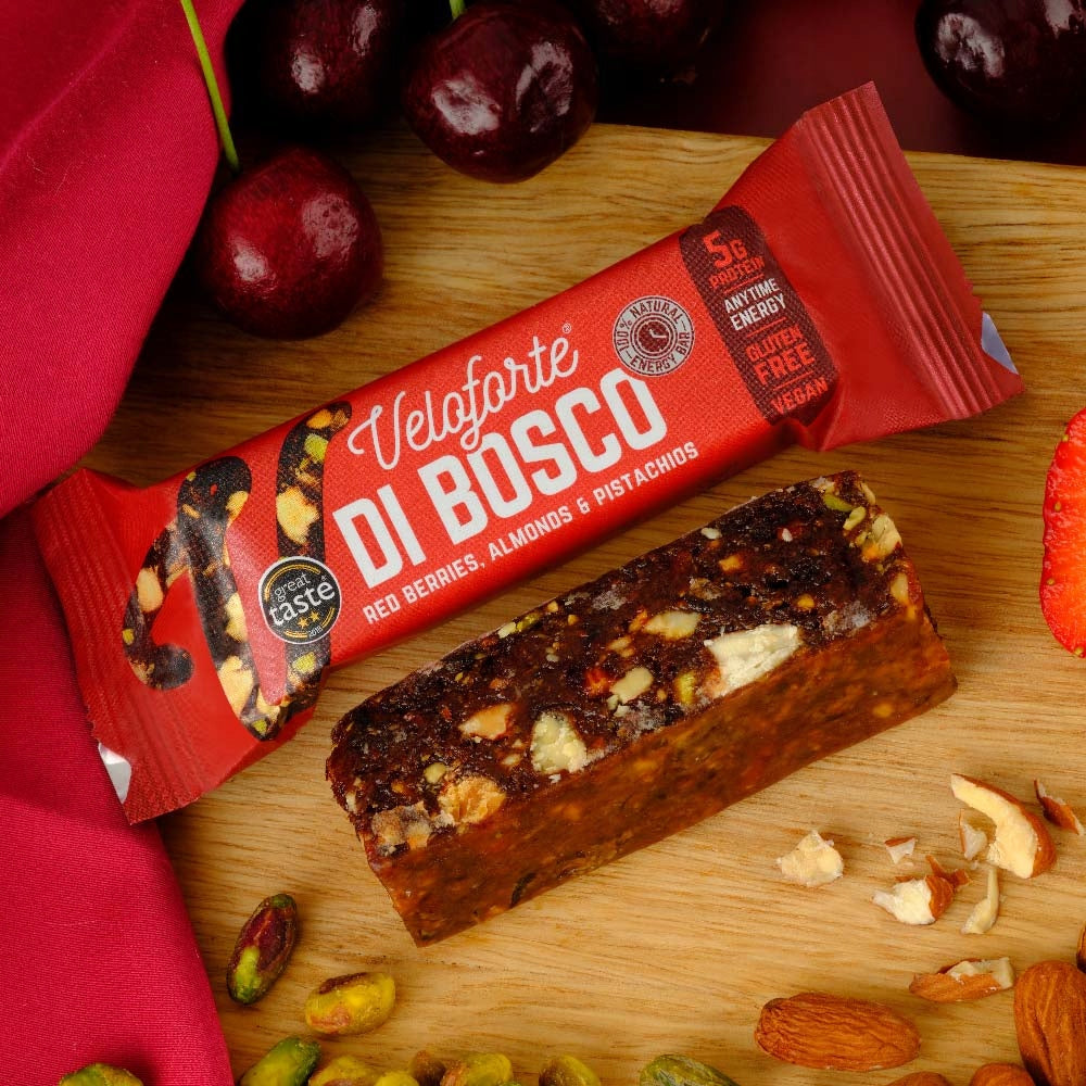 Veloforte Di Bosco 55 g energy bar with fruit, almond pistachios Packaging status original