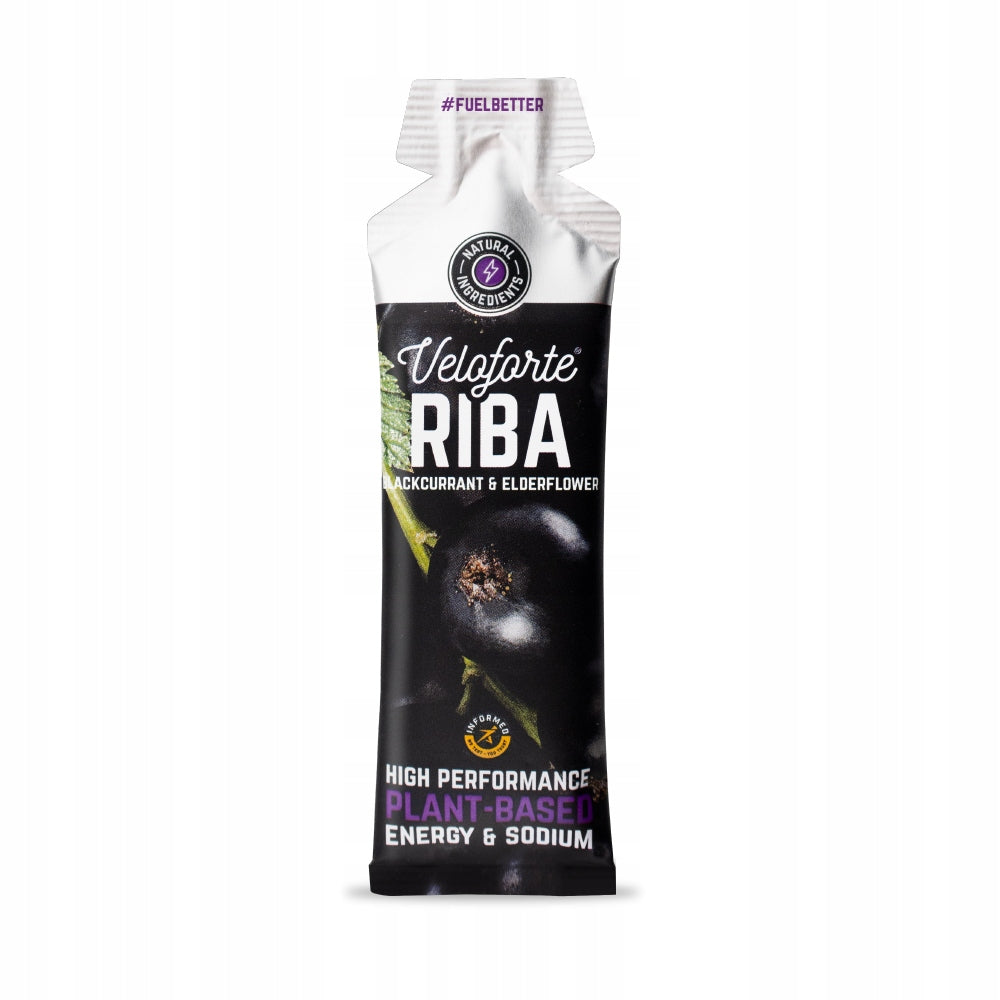 Veloforte Riba Gel 33g energy gel with blackcurrant and lilac flower
