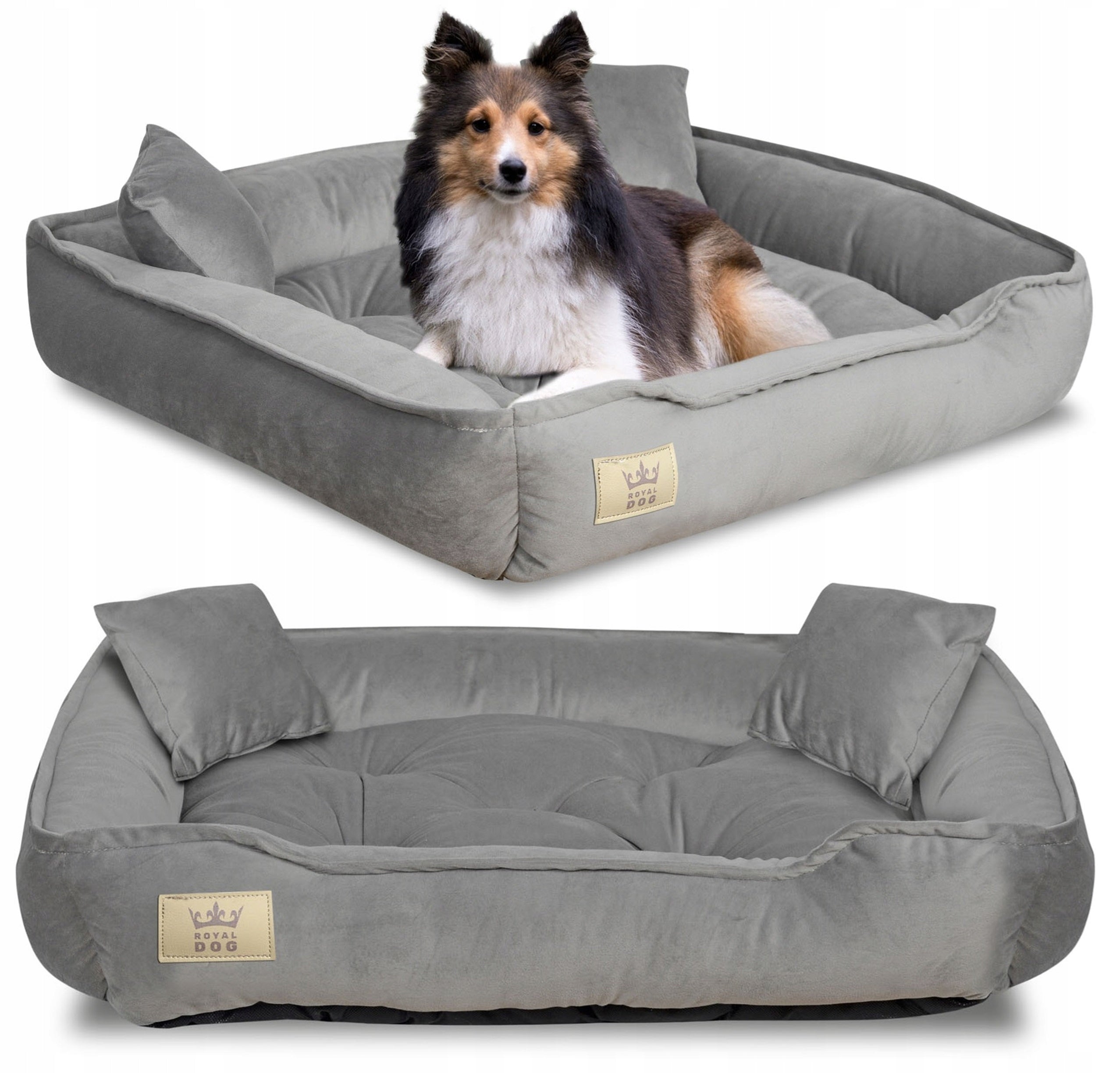 Velour Bed for Cat Dog Bedding Couch Playpen 100x75 cm Grey