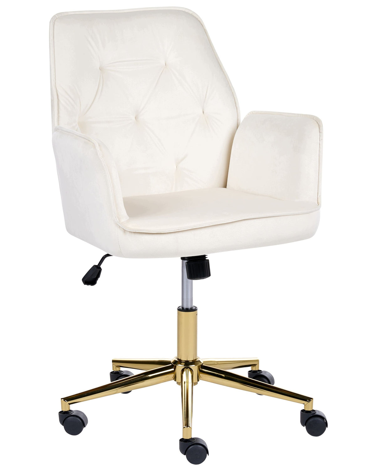 Velour Swivel Office Chair Adjustable Height Tilting White