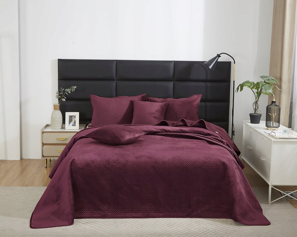 Velour bedspread 200x220 Maya burgundy geometric crosses I24 Packaging status original