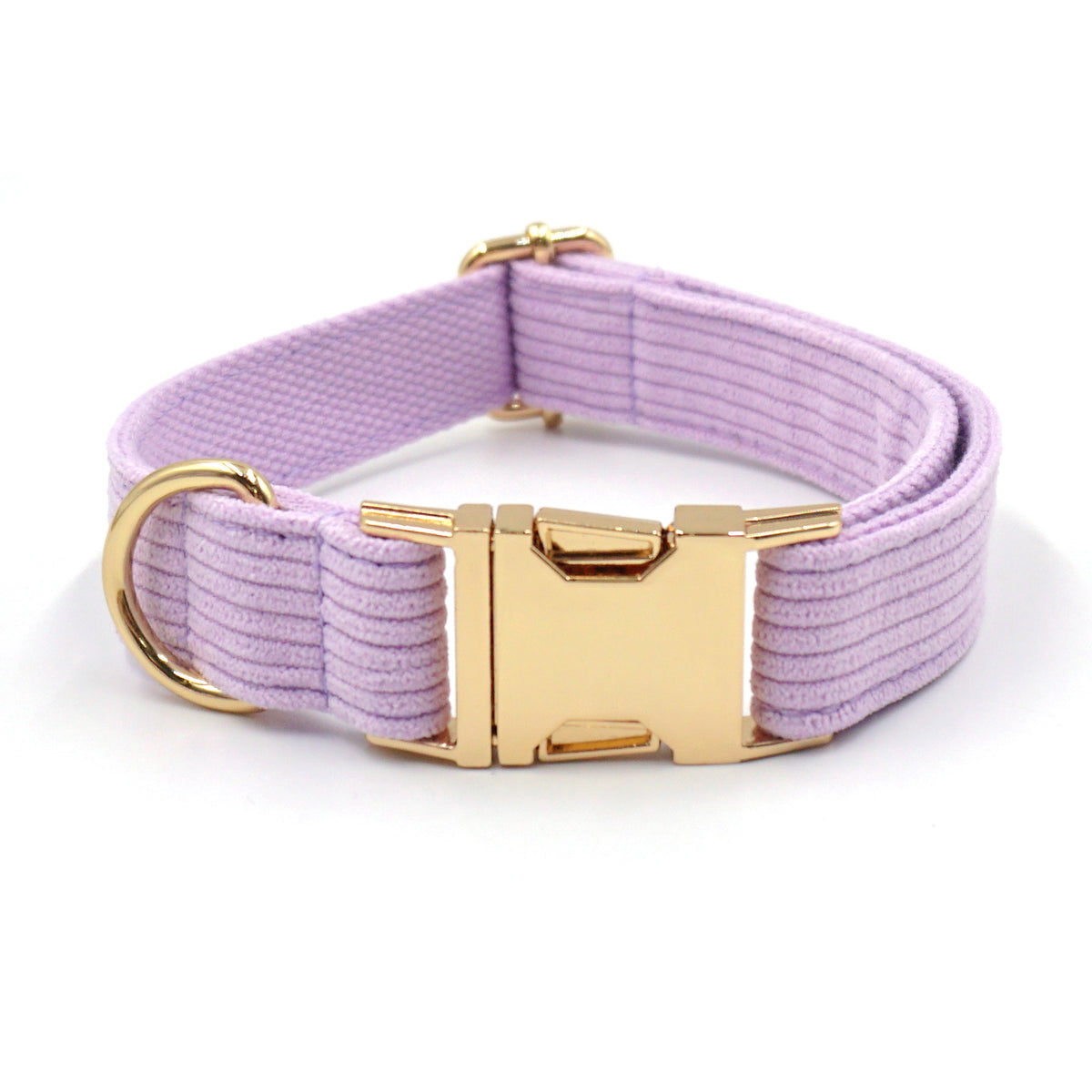Velour collar with engraving, adjustable metal loop, light purple-S