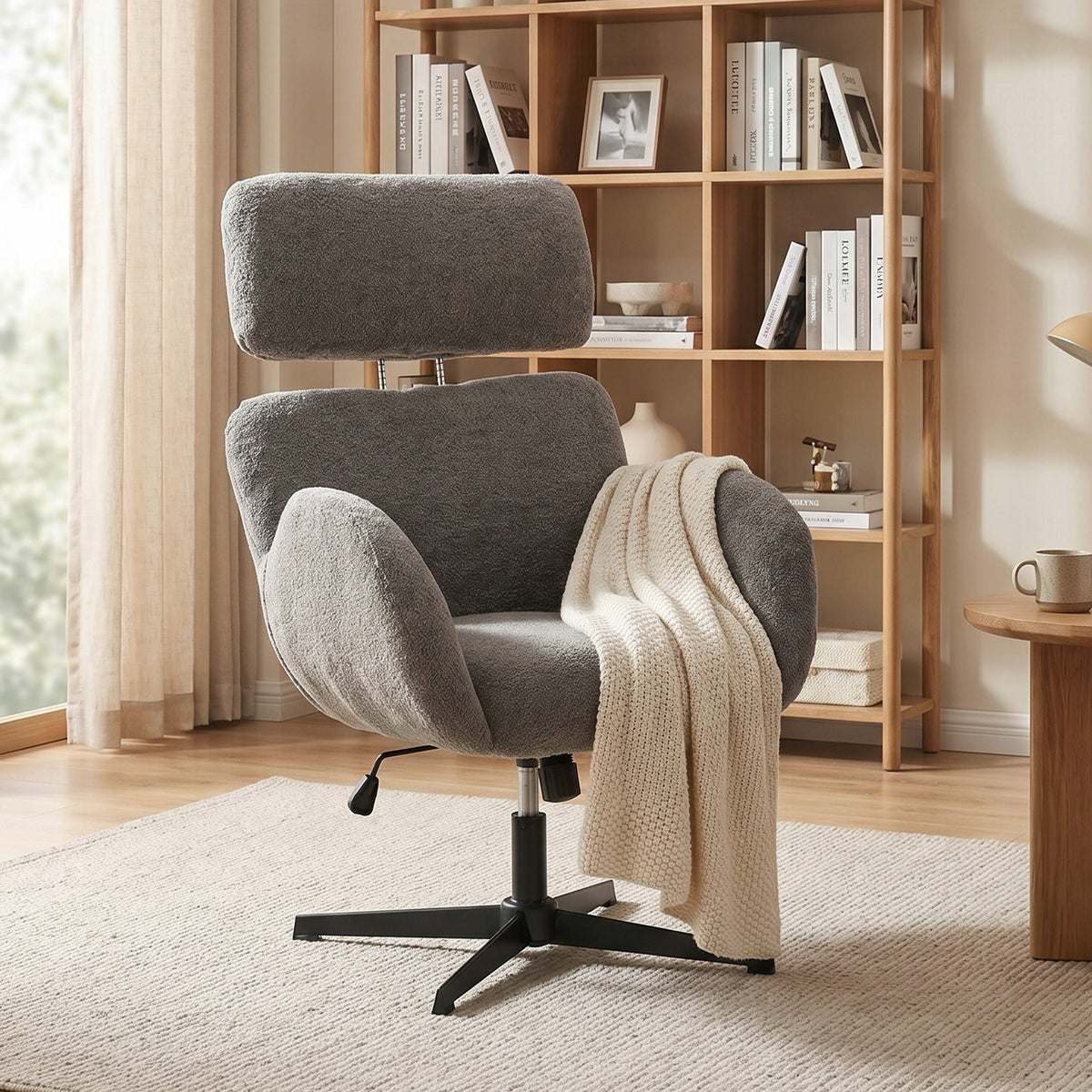 Velour office chair with backrest and rocking function, adjustable, grey Medical device no
