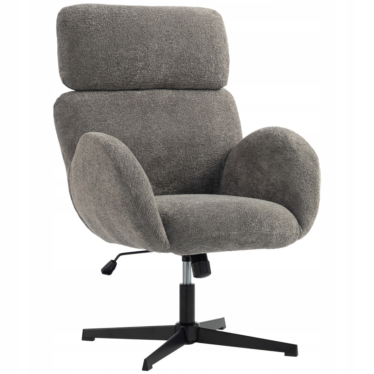 Velour office chair with backrest and rocking function, adjustable, grey