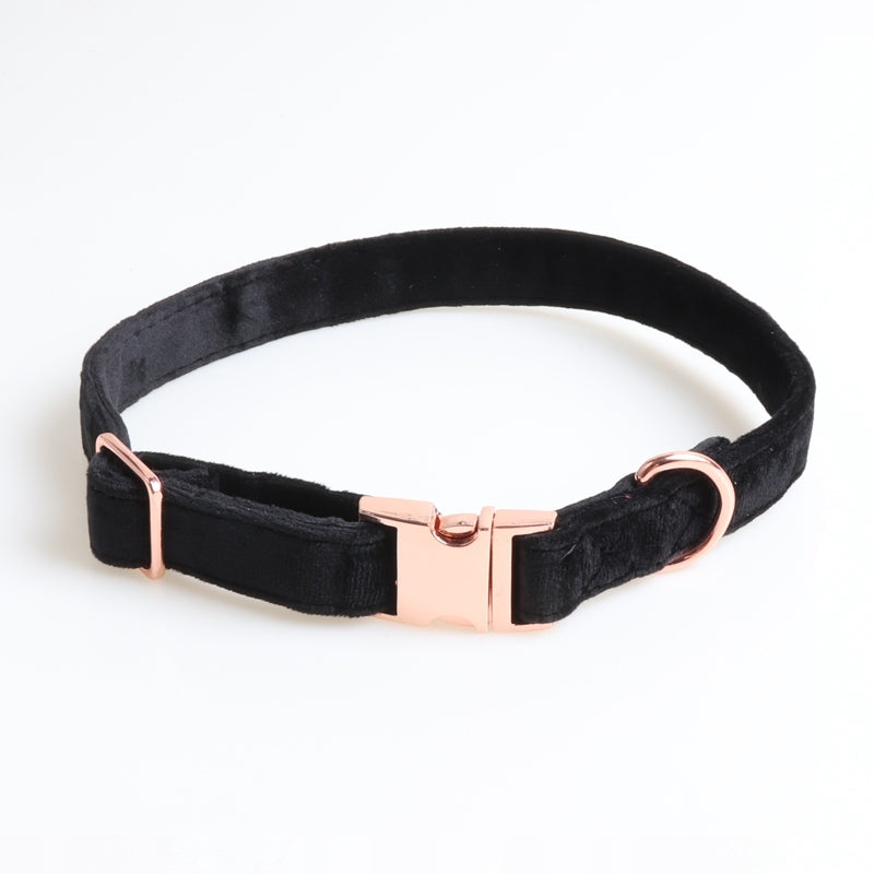 Velour soft collar M 30-48 cm gold buckles