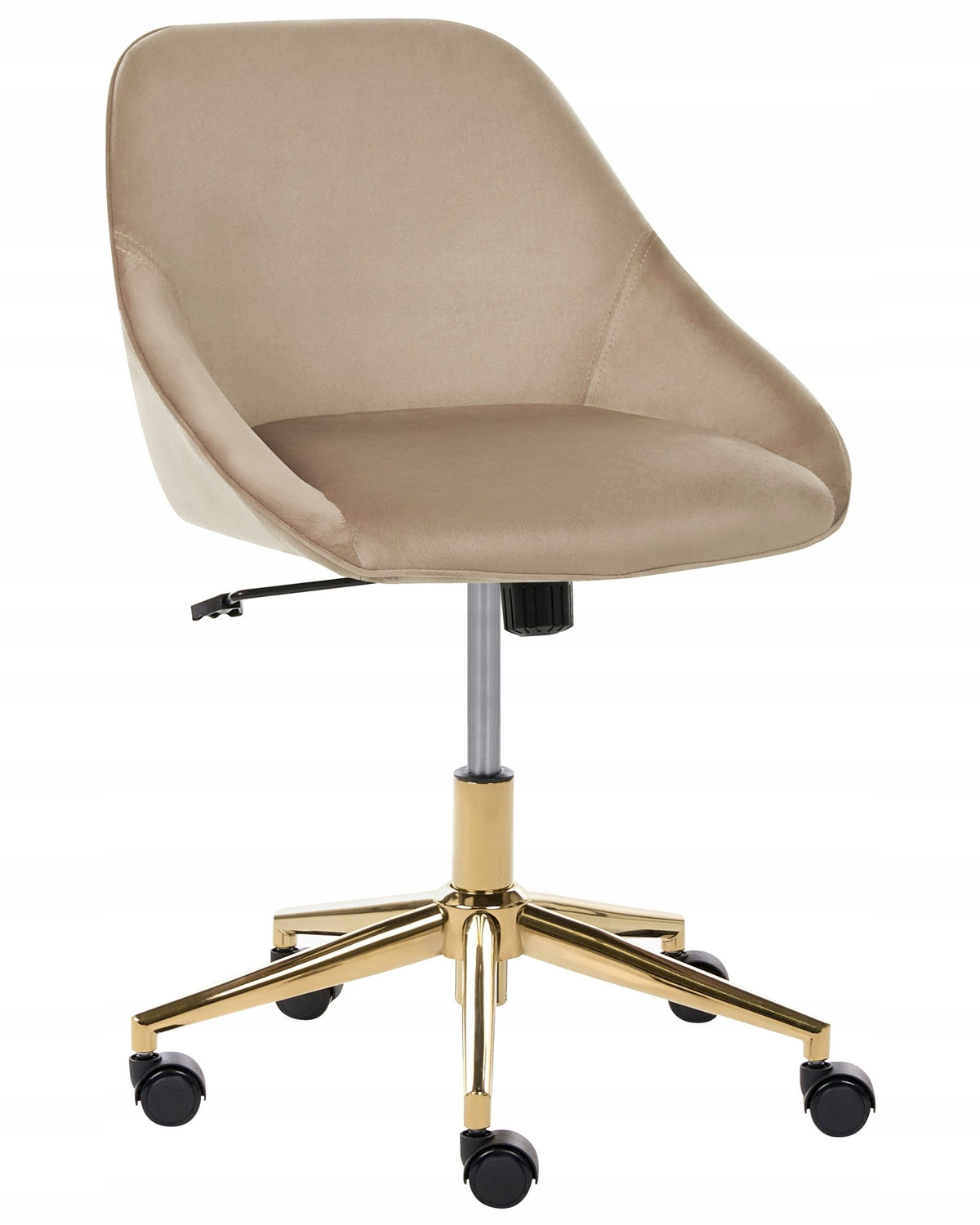 Velvet Office Chair Beige Gray Adjustable Swivel Metal Feet