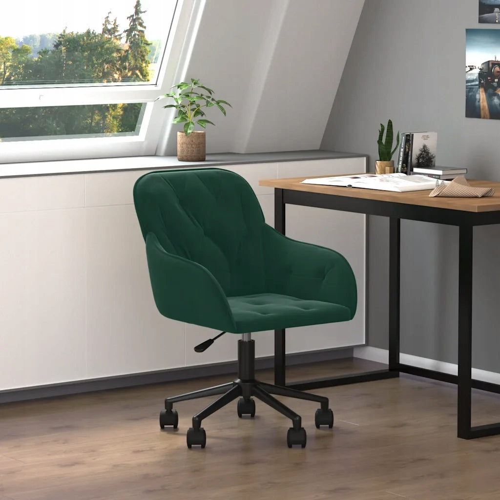 Velvet Swivel Office Chair, Dark Green, 56x61x(78-86) cm Packaging status original